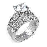(A3RSZ9046) Stellar Sterling Silver Engagement Set / Wedding Ring Set with Cubic Zirconia, Made with Authentic .925 Sterling Silver and 6.00 Carats of Top Quality CZ, Ring Size -