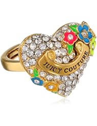 Juicy Couture Pave Heart and Flower Adjustable Ring