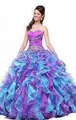 A-line Strapless Full Length Lace-Up Beaded Organza   Ball Gown Prom Dress/Quinceanera Dress 