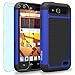 ZTE Maven / Overture 2 / Z810 / Z812 / Z813 Case, INNOVAA Smart Grid Defender Armor Case W/ Free Screen Protector & Touch Screen Stylus Pen - Black/Blue