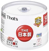 太陽誘電製 That's DVD-Rデータ用 16倍速4.7GB トリプルガード(ハードコート)ワイドプリンタブル スピンドルケース50枚入 DR-47WWY50BNT