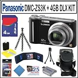 Panasonic Lumix DMC-ZS3 10MP Digital Camera with 12x Wide Angle MEGA Optical Image Stabilized Zoom and 3 inch LCD (Black) + 4GB Accessory Deluxe Kit