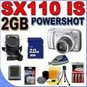 Canon Powershot SX110 IS (2666B001) 9.0MP 10x Optical Zoom Digital Camera (Silver) BigVALUEInc Accessory Saver 2GB NiMH Bundle + MORE