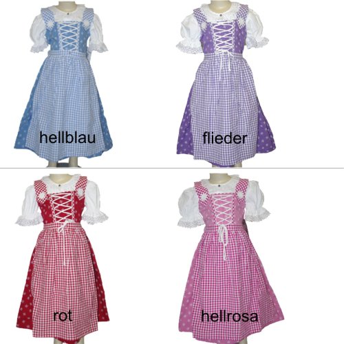 Produkt-Bild: Dirndl, Kinderdirndl, M&auml;dchen Trachtenkleid mit Bluse und Sch&uuml;rze