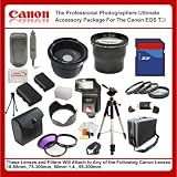 Best Value Accessory Package For Canon T2i (550D) includes: 8GB Hi Speed Error Free Memory Card, Hi Speed Card Reader, Battery & Charger, Hard Flower lens Hood, 0.5x Professional Wide Angle Lens , 2X Telephoto Lens, 50 Inch tripod, Digital Video Flash, Flash Diffuser and More...THIS LENS WILL ATTACH TO ANY OF THE FOLLOWING CANON LENSES 18-55mm, 50-200mm