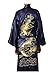 Mens Robe Chinese Dragon Pattern Kimono Bathrobe with Waistband