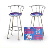 2 Chicago Cubs Baseball Soft MLB Custom Chrome Barstools with Backrest Set