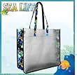 Tropical Fish Tote Bag Coral Reef with Clear Sides and Cotton Fabric - SEE Through Thru Bag for School Events or Beach GIFT IDEA for MEN Women Ladies MOM Mother or Dad Teachers and Travelers