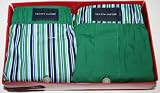 Tommy Hilfiger Mens Classic Woven Boxer Shorts - 2 Pack, Gift Boxed, Green/Stripe