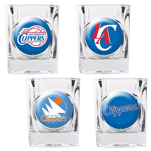 NBA Los Angeles Clippers Four Piece Square Shot Glass Set (Individual Logos)