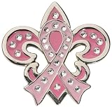 Crystal Pink Ribbon Fleur De Lis Ball Marker & Clip