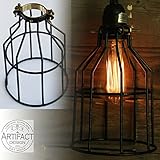 Set of 2 Industrial Vintage Style Top Black Light Cage for Pendant Light Lamps