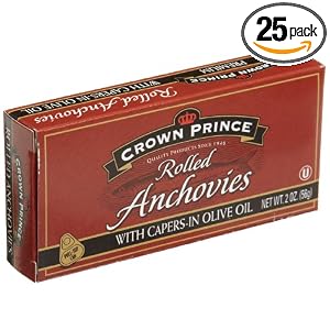 Crown Prince Rolled Fillets of Anchovies with Capers in Olive Oil, 2-Ounce Tins (Pack of... by 