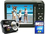 SVP Xthinn-8368 Black 10MP Max 3x Optical Zoom 3 LCD Digital Camera (2GB SVP High Speed SD Memory Card Included)