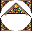 4 Corner Images-Multicolored Triangles-Etched Vinyl Stained Glass Film, Static Cling Window Decal