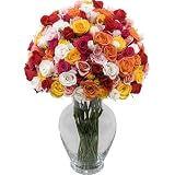 Deluxe Assorted Spray Roses 100 Blooms with Hourglass Vase