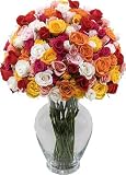 Deluxe Assorted Spray Roses 100 Blooms with Hourglass Vase