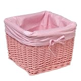 Set of 2 Pink Baskets with Pink Gingham Liners