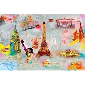 Posters: Maps Poster Photo Wallpaper - Around The World Collage 8-Part (145 x 100 inches)