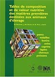 Tables de composition et de valeur nutritive des mati�res premi�res destin�es aux animaux d'�levage. Porcs, volailles, bovins, ovins, caprins, lapins, chevaux, poissons