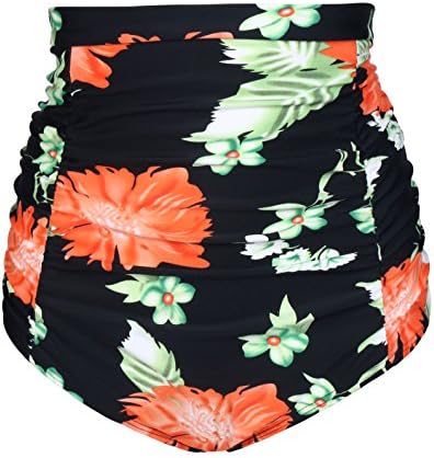 Eidlvais Women's 50s Retro Bikini Swimsuit Swimwear Bathing Suits Bottoms Separates Black Floral Size L