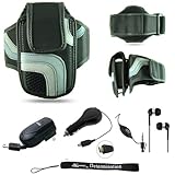 Black Adjustable Deluxe Sportband / Workout Armband with Adaptable Neck Str ....