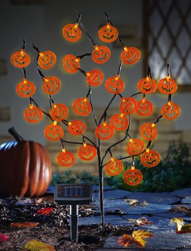 Solar Lighted Halloween Pumpkin Tree Stake By Collections Etc