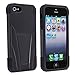Eagle Cell PHIPHONE5YSTBKBK HypeKick Hybrid Protective Gummy TPU Case with Kickstand for iPhone 5 - Retail Packaging - Black