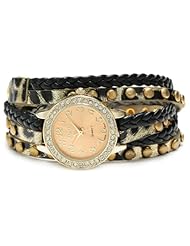 XOXO Womens XO5601 Black and Gold Braided Wrap Watch