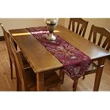 Chenille Swivel Design Table Runner Burgundy 13 X 70 by Violet Linen