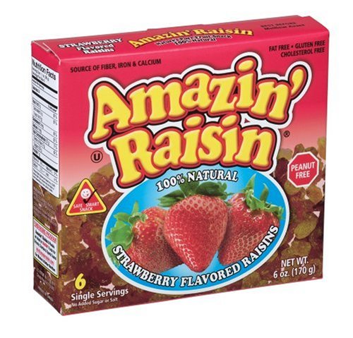 Amazin' Raisin Strawberry Flavored Raisins, 6-Count Boxes (Pack of 12)