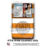 iPod Classic Skin - Psycho Stripes Orange and White WraptorSkinz TM Kit by TuneTattooz TM