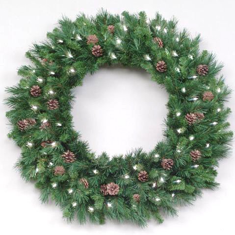 12' Pre-Lit Cheyenne with Pine Cones Commercial Christmas Wreath - Clear Lights 12' Pre-Lit Cheyenne with Pine Cones Commercial Christmas Wreath - Clear Lights