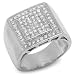 Platinum Plated Square Shaped Round White CZ Cubic Zirconia Mens Flashy Hip Hop Iced Pinky Ring (0.63 inch wide) Platinum Plated Square Shaped Round White CZ Cubic Zirconia Mens Flashy Hip Hop Iced Pinky Ring (0.63 inch wide)