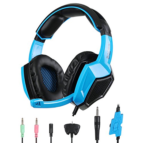 PS4 Headset, SADES SA-920 Stereo Gaming Over-Ear Headphone Headset [1 Year Warranty] with Microphone for PS4 Xbox 360 PC Mac iPhone Smartphone, Blue