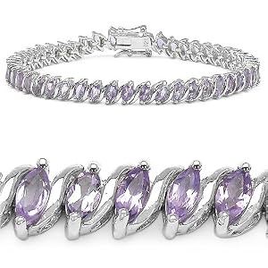 7.40 Carat Genuine Amethyst Silver Bracelet by