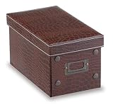 Flat packed Storage Crocodile Leather Look CD Box - Brown