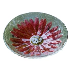Evergreen 2GB015 Glass Bird Bath, Daisy, 18-Inches Diameter