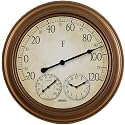 Springfield Precision Instruments 14" Metal Garden Thermometer with Clock and Hygrometer