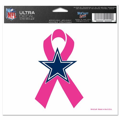 Dallas Cowboys Breast Cancer Awareness Hot Pink Ribbon Decal 2 5 x 4
