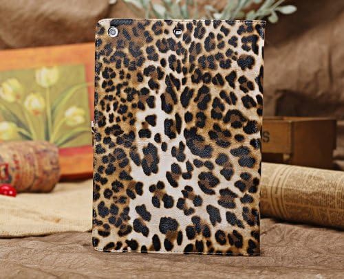 W-RainBow iPad Air Newest Arrival Luxurious Leopard Pattern Folio Leather Cover Stand Protective Case for Apple Ipad 5/iPad Air