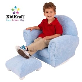 Powder Blue Chenille Upholstered Rocker and Ottoman with Slipcover by KidKraft
