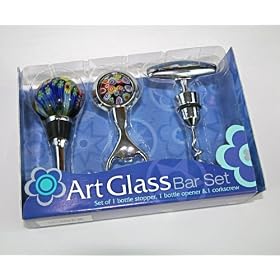 3-Piece Millefiori Art Glass Bar Set by LSArts, Inc.