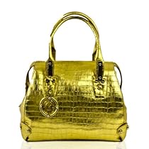Hot Sale Valentino Orlandi Italian Designer Gold Croc Leather Purse Doctor Bag