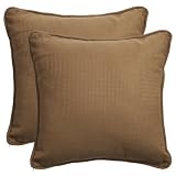 Copeland Russett Set of 2 Large 20"x20" Woven Brown Outdoor Pillows made from Durable Polypropylene