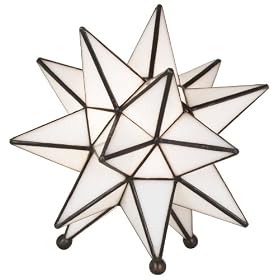 White Art Glass Star Accent Lamp