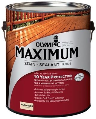 Olympic Maximum Solid Color Latex Deck, Fence And Siding Stain Acrylic Navajo 1 Gl