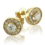 14k Yellow Gold Cluster Diamond Earrings Studs (HI, SI-I, 0.62 carat)