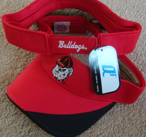 NCAA College ADULT GEORGIA Bulldogs Red/Black VISOR Adjustable Velcro Q3 Technology
