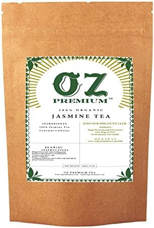 Jasmine Tea - Organic, Loose Leaf, (1-lb), Bulk Tea - Resealable Stand-up Bag for Freshness - PREMIUM - Loose Leaf Tea, Jasmine Green Tea - By OZ Premium, LLC